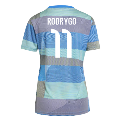 2025-2026 Real Madrid Pre-Match Shirt (Bluebird) - Womens (Rodrygo 11)