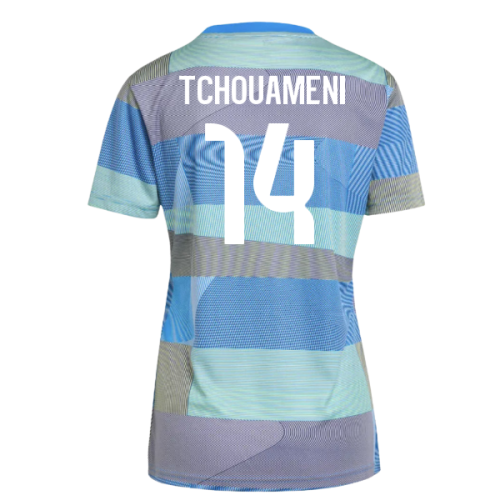 2025-2026 Real Madrid Pre-Match Shirt (Bluebird) - Womens (Tchouameni 14)