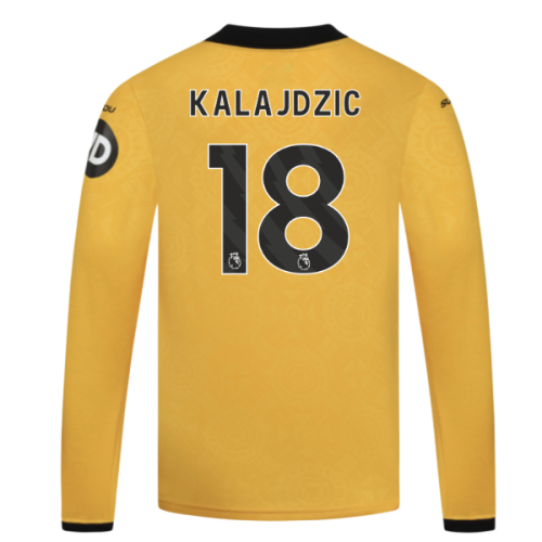 2025-2026 Wolves Long Sleeve Home Shirt - Kids (Kalajdzic 18)