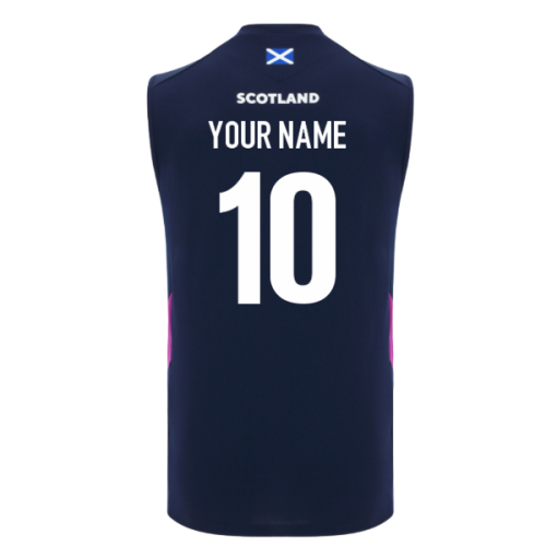 2025-2026 Scotland Poly Sleeveless Training Shirt (Navy) (Your Name)
