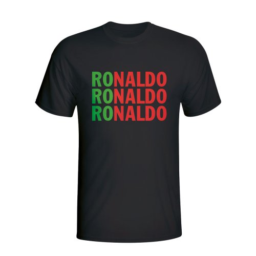 Cristiano Ronaldo Portugal Player Flag T-shirt (black) - Kids