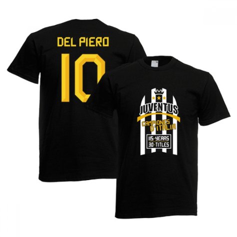 2012 Juventus Champions T-Shirt (Black) - Del Piero 10