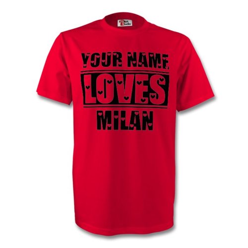 Your Name Loves Milan T-shirt (red) - Kids