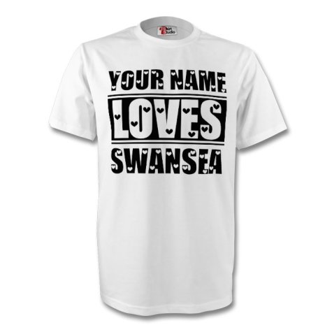 Your Name Loves Swansea T-shirt (white) - Kids