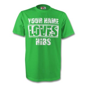 Your Name Loves Hibs T-shirt (green) - Kids