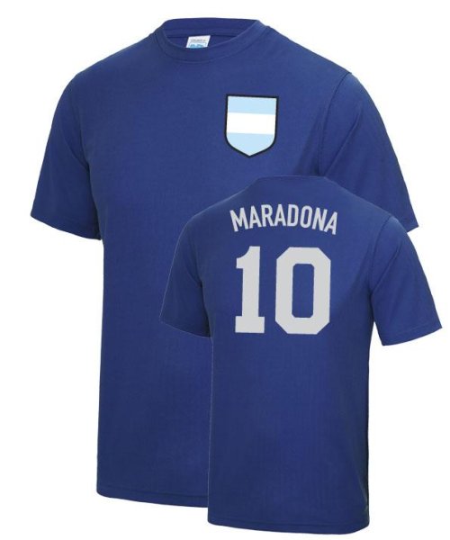 Diego Maradona Hand Of God Argentina World Cup Football T Shirt - Dark Blue