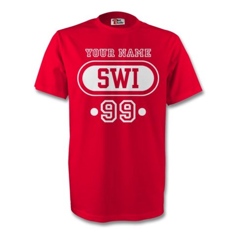 Switzerland Swi T-shirt (red) + Your Name (kids)