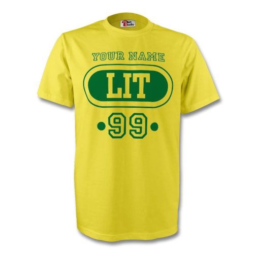 Lithuania Lit T-shirt (yellow) + Your Name