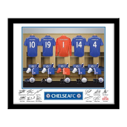 Personalised Chelsea Goal Keeper Dressing Room Photo - Framed