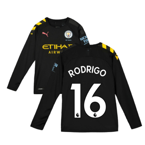 2019-2020 Manchester City Puma Away Long Sleeve Shirt (Kids) (Rodrigo 16)