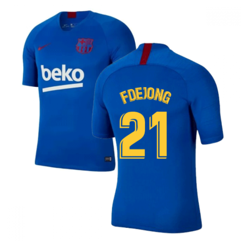 2019-2020 Barcelona Nike Training Shirt (Blue) - Kids (F.De Jong 21)