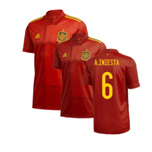 2020-2021 Spain Home Adidas Football Shirt (A.INIESTA 6)