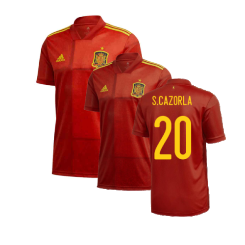 2020-2021 Spain Home Adidas Football Shirt (S.CAZORLA 20)