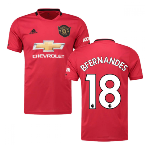 2019-2020 Man Utd Adidas Home Football Shirt (B Fernandes 18)