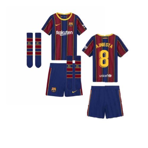 2020-2021 Barcelona Home Nike Little Boys Mini Kit (A.INIESTA 8)