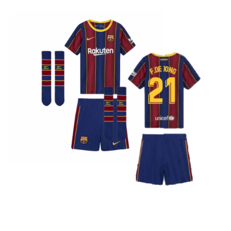 2020-2021 Barcelona Home Nike Little Boys Mini Kit (F.DE JONG 21)