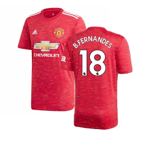 2020-2021 Man Utd Adidas Home Football Shirt (B.FERNANDES 18)