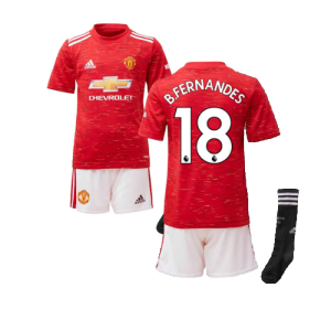 2020-2021 Man Utd Adidas Home Little Boys Mini Kit (B.FERNANDES 18)