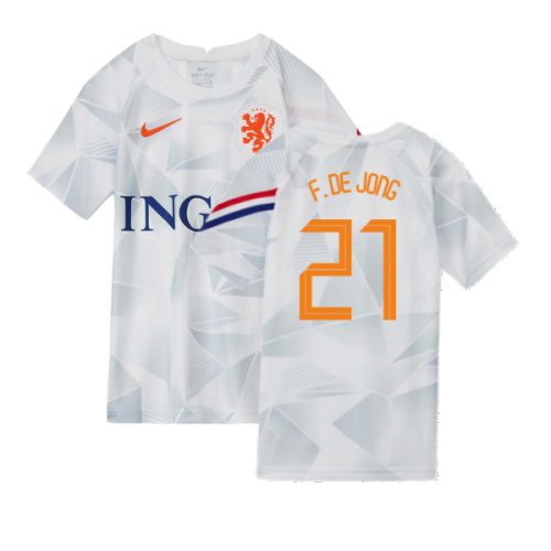 2020-2021 Holland Pre-Match Training Shirt (White) - Kids (F. DE JONG 21)