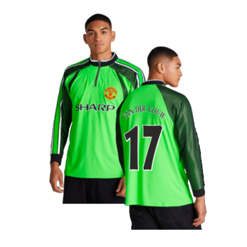 1998-1999 Manchester United Retro Goalkeeper Jersey (Green) (Van Der Gouw 17)