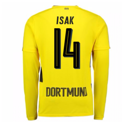 2017-18 Borussia Dortmund Long Sleeve Home Shirt (Isak 14)