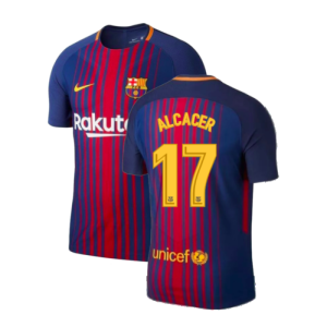 2017-2018 Barcelona Home Match Vapor Shirt (Alcacer 17)