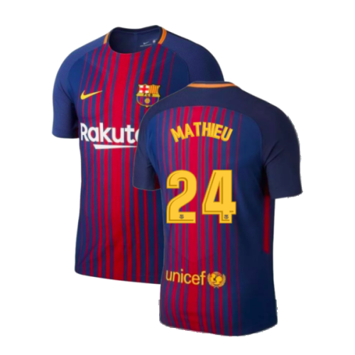 2017-2018 Barcelona Home Match Vapor Shirt (Mathieu 24)