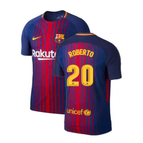 2017-2018 Barcelona Home Match Vapor Shirt (Roberto 20)