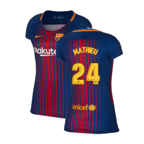 2017-2018 Barcelona Home Shirt (Womens) (Mathieu 24)