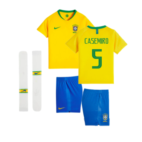 2018-2019 Brazil Little Boys Home Kit (Casemiro 5)