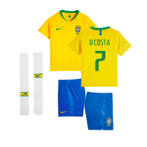 2018-2019 Brazil Little Boys Home Kit (D Costa 7)