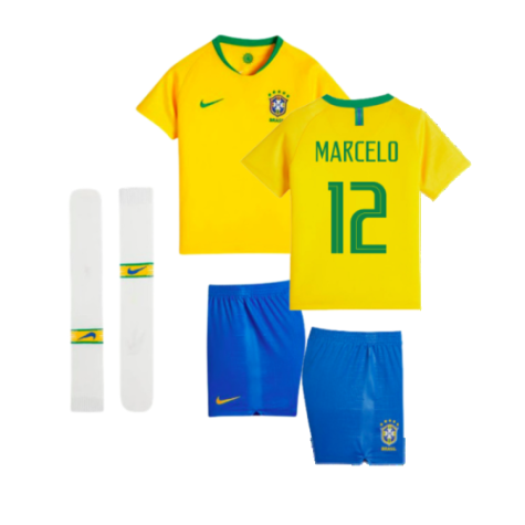 2018-2019 Brazil Little Boys Home Kit (Marcelo 12)