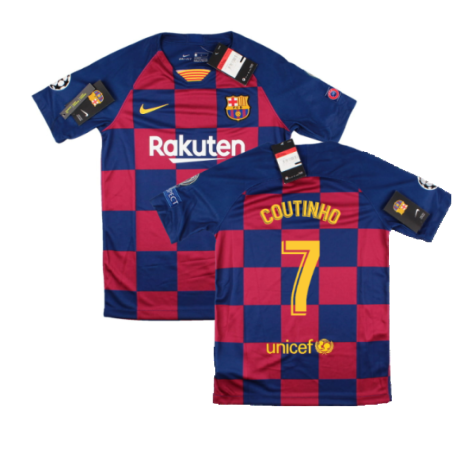 2019-2020 Barcelona CL Home Shirt (Kids) (COUTINHO 7)