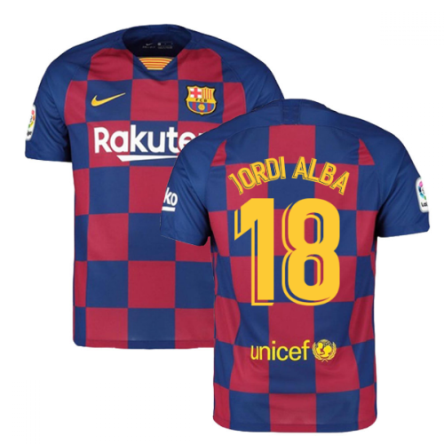 2019-2020 Barcelona Home Nike Football Shirt (JORDI ALBA 18)