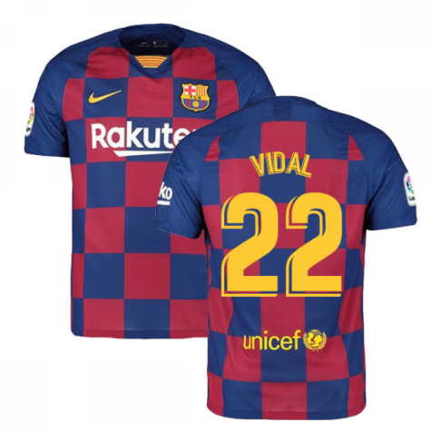 2019-2020 Barcelona Home Nike Football Shirt (VIDAL 22)