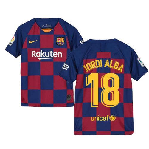 2019-2020 Barcelona Home Nike Shirt (Kids) (JORDI ALBA 18)