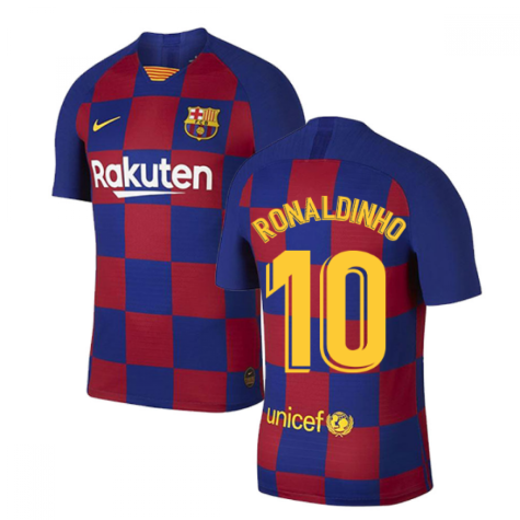 2019-2020 Barcelona Home Vapor Match Nike Shirt (Kids) (RONALDINHO 10)