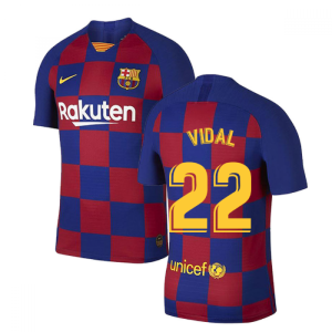 2019-2020 Barcelona Home Vapor Match Nike Shirt (Kids) (VIDAL 22)