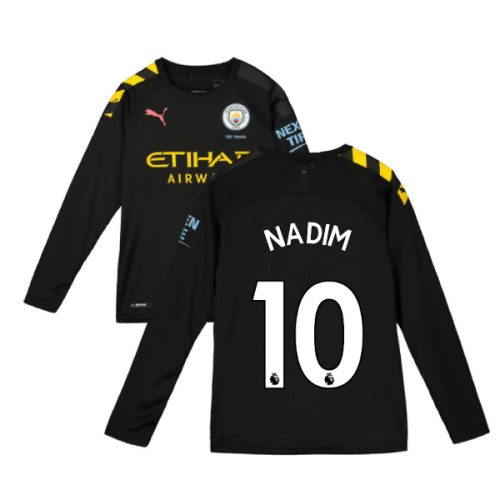 2019-2020 Manchester City Puma Away Long Sleeve Shirt (Kids) (Nadim 10)