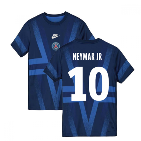 2019-2020 PSG Nike Pre-Match Training Shirt (Blue) (NEYMAR JR 10)