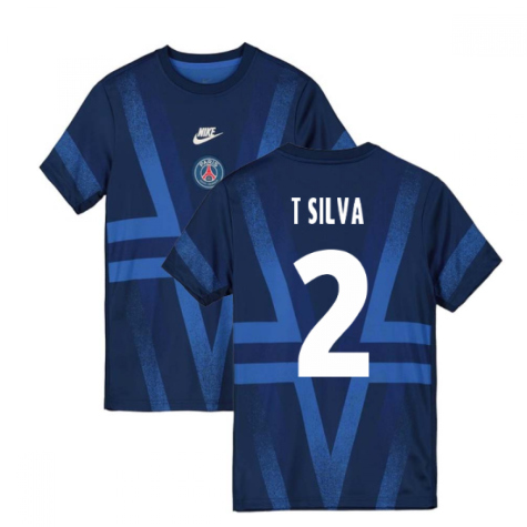 2019-2020 PSG Nike Pre-Match Training Shirt (Blue) (T SILVA 2)