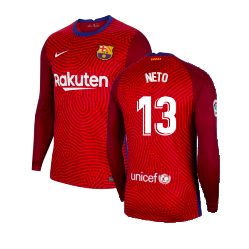 2020-2021 Barcelona Away Goalkeeper Shirt (Red) - Kids (Neto 13)