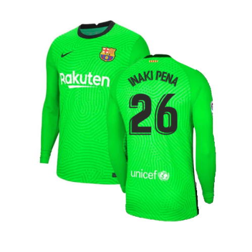 2020-2021 Barcelona Home Goalkeeper Shirt (Green) - Kids (Inaki Pena 26)