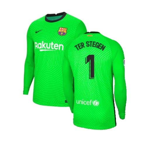 2020-2021 Barcelona Home Goalkeeper Shirt (Green) - Kids (Ter Stegen 1)