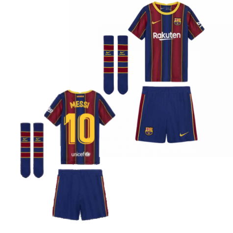 2020-2021 Barcelona Home Nike Little Boys Mini Kit (MESSI 10)