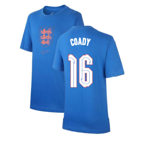 2020-2021 England Nike Evergreen Crest Tee (Blue) - Kids (Coady 16)