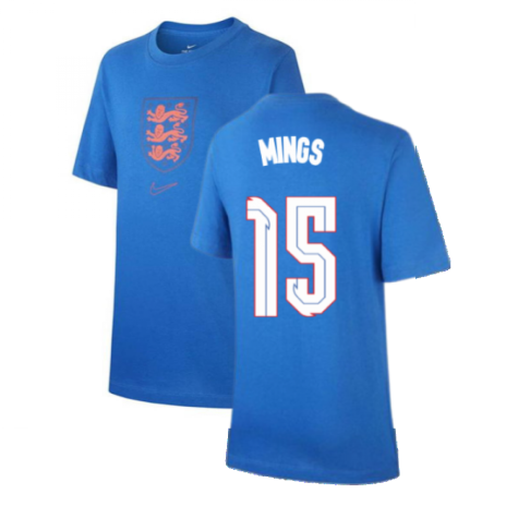 2020-2021 England Nike Evergreen Crest Tee (Blue) - Kids (Mings 15)