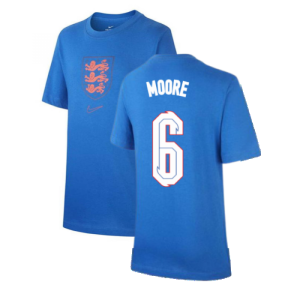 2020-2021 England Nike Evergreen Crest Tee (Blue) - Kids (MOORE 6)