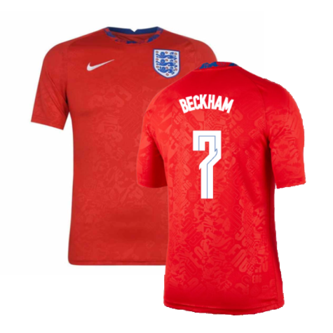 2020-2021 England Pre-Match Training Shirt (Red) (Beckham 7)