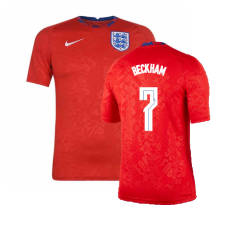 2020-2021 England Pre-Match Training Shirt (Red) (Beckham 7)